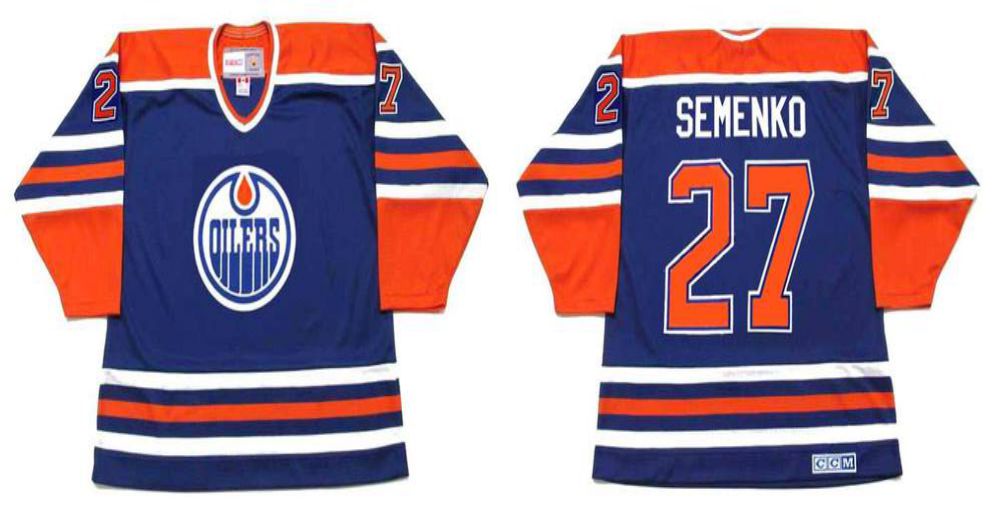 2019 Men Edmonton Oilers #27 Semenko Blue CCM NHL jerseys